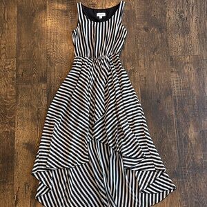 Elle Black and White Striped Dress